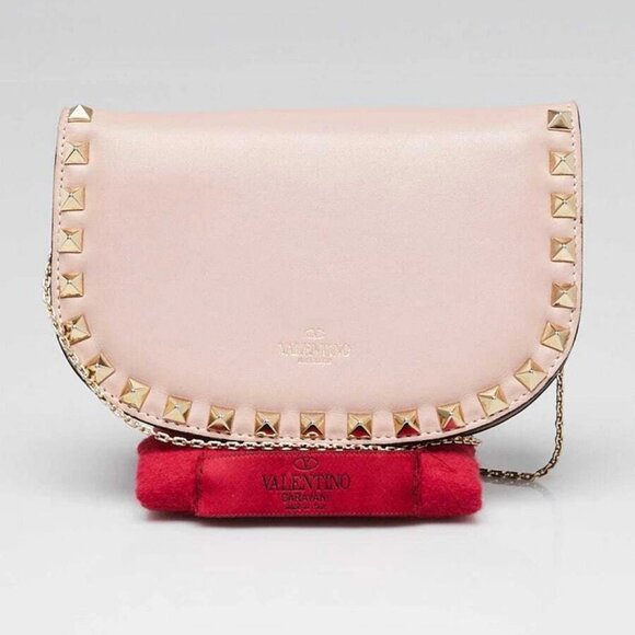 Valentino Pink Leather Rockstud Mini Saddle Crossbody Bag - Picture 10 of 10